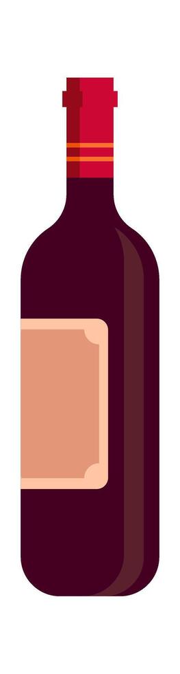 Red wine in bottle flat icon Alcohol drink vector