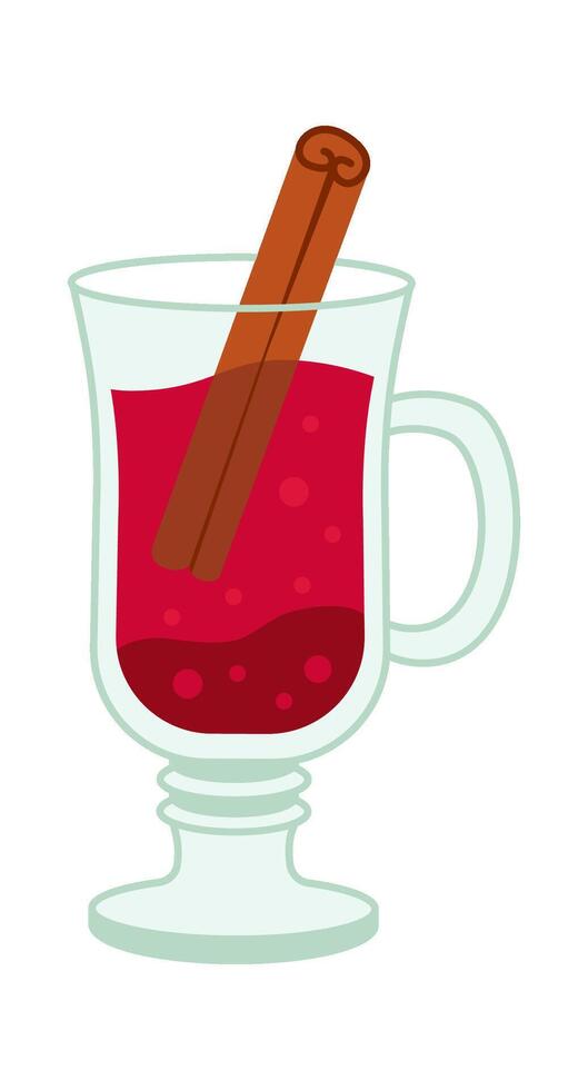 Mulled wine with cinnamon stick flat icon Alcohol drink vector