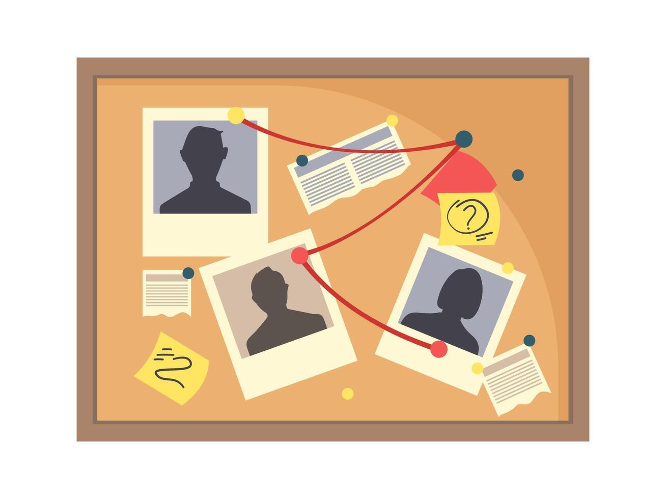 Detective set flat icon Investigation plan on information board vector