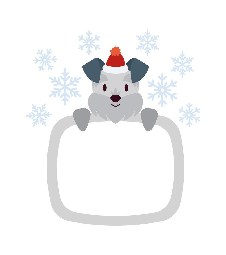 Funny dog flat icon Frame with winter animal vector