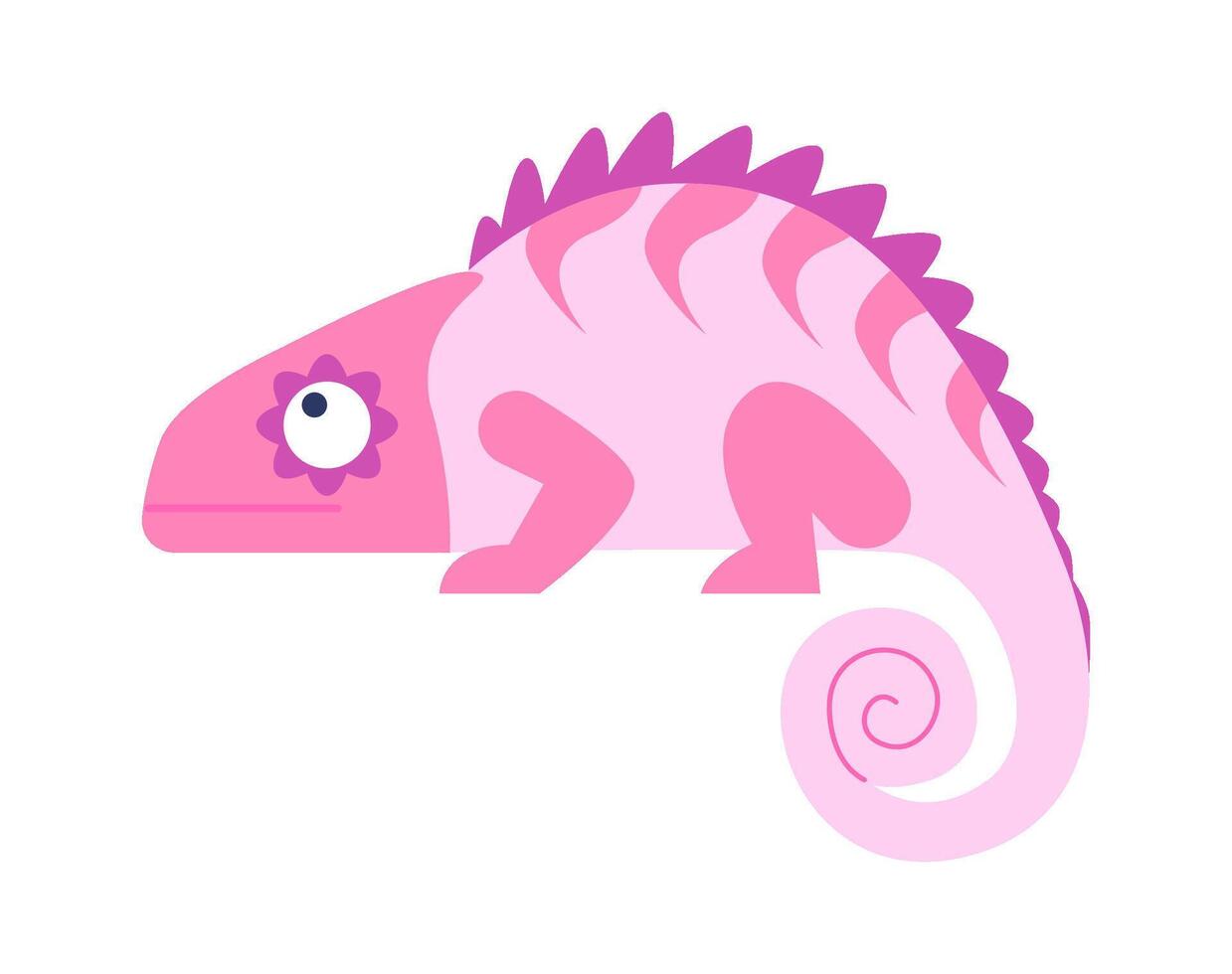 Exotic wild animal flat icon Chameleon with Pink skin vector