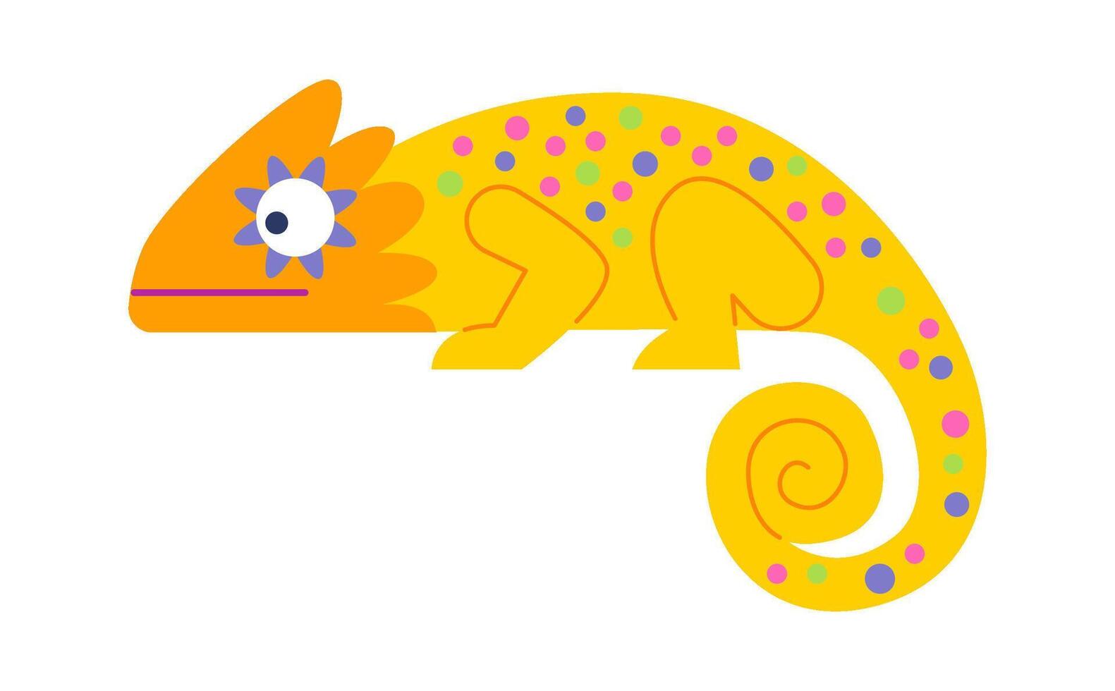 Yellow skin chameleon flat icon Wild animal vector