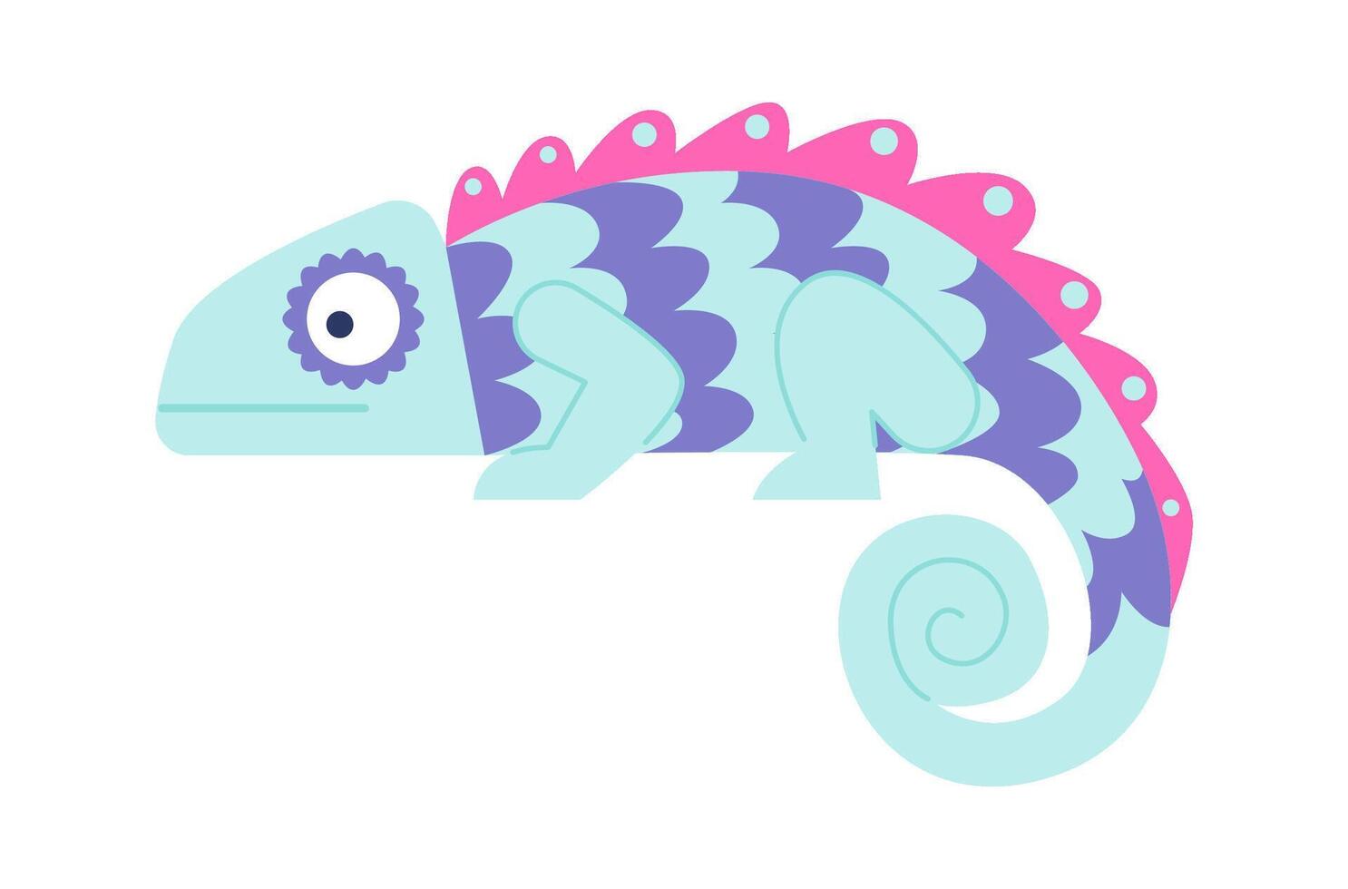 Colorful skin chameleon flat icon Exotic wild animal vector