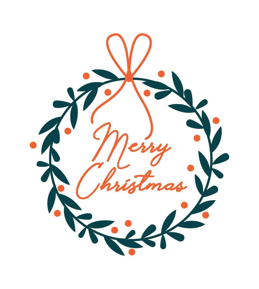 Merry Christmas wreath for house decoration flat icon Interior vector