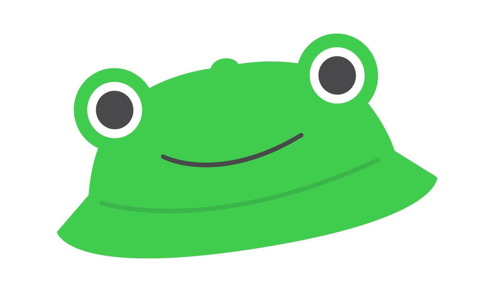 Funny green frog hat flat icon Cartoon element vector
