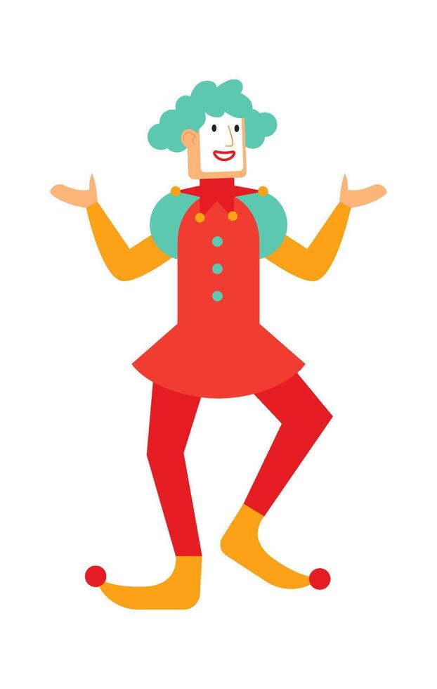 Clown flat icon Funny circus character Entertainment Illustration vector
