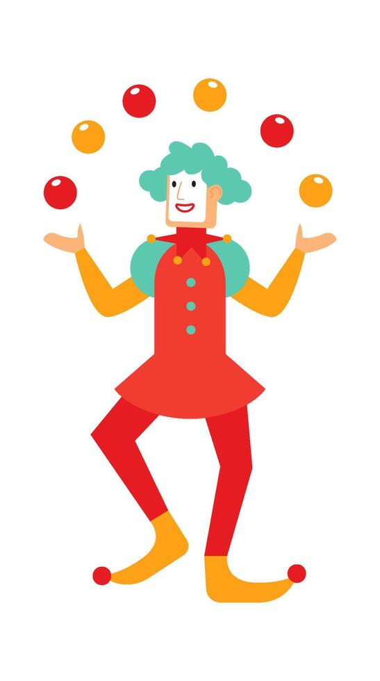 Juggler with balls flat icon Funny circus characters vector