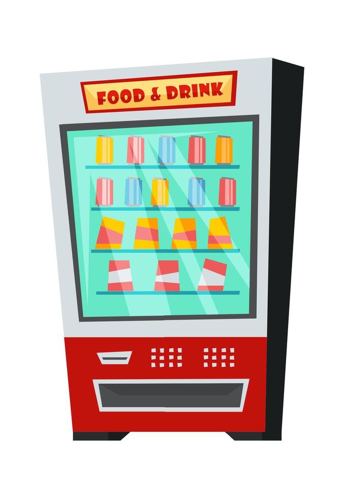 Vending machine for buying food and drinks flat icon Illustration vector