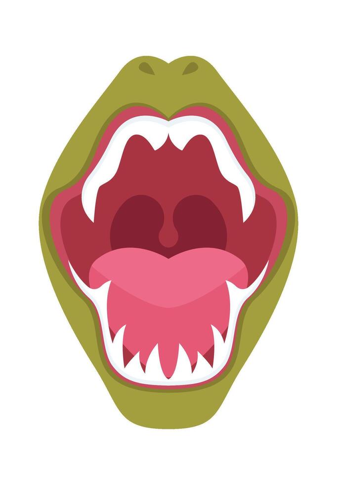 Crocodile jaws with sharp teeth flat icon Animal mouth vector