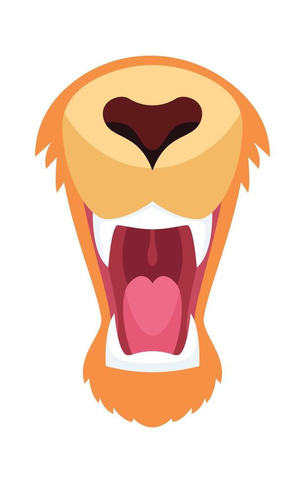 Animal mouth flat icon Lion maws with sharp teeth vector