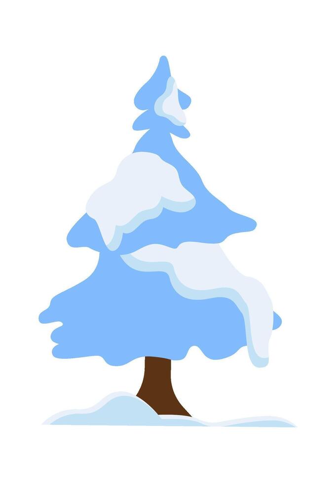 Evergreen ceder tree with snow flat icon Winter weather Landscape vector