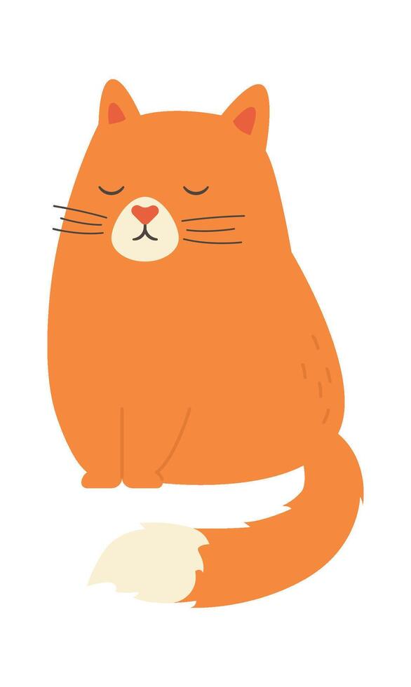Cute red cat ready to play flat icon Funny pet vector