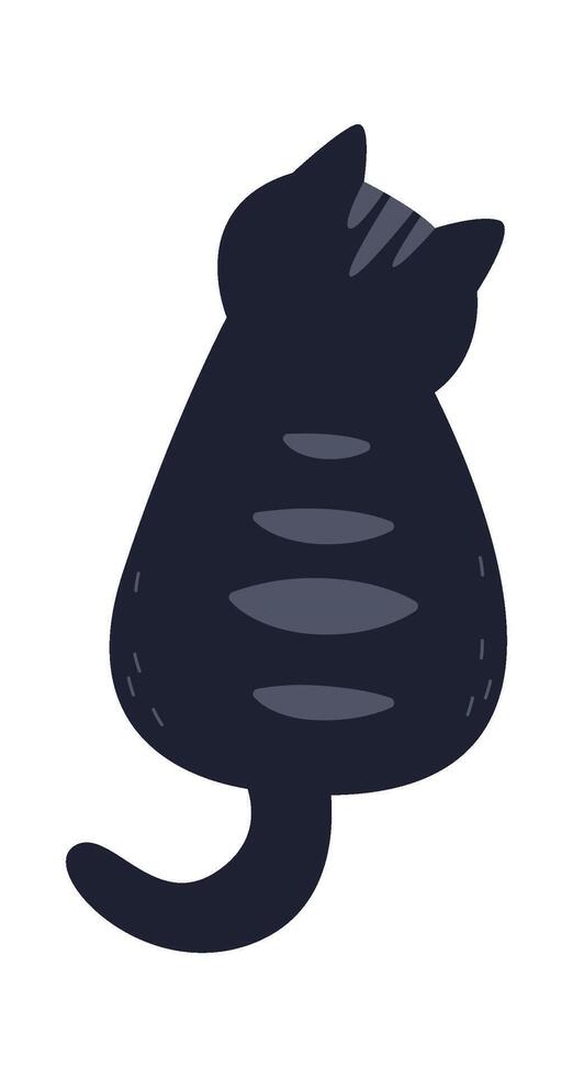 Cute black cat sitting flat icon Funny pet vector