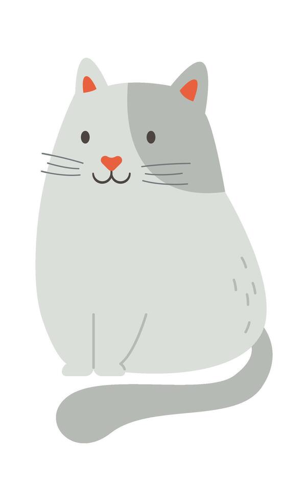 Cute and cheerful cat sitting flat icon Funny pet playing vector