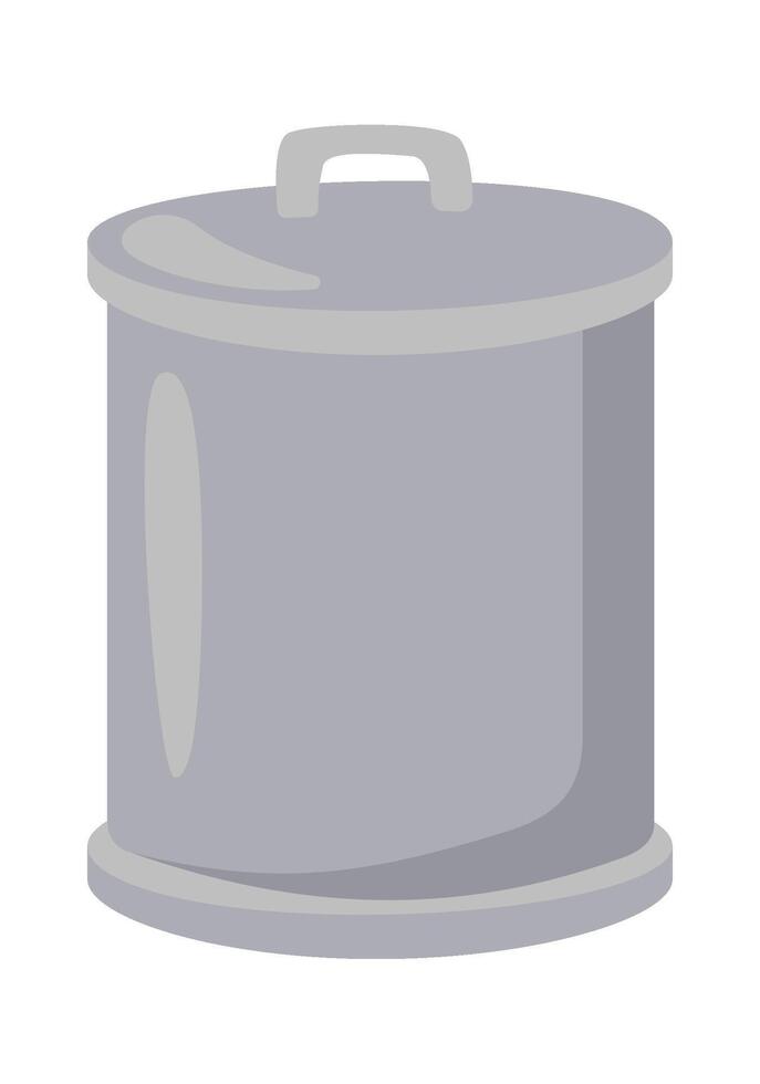 Steel garbage can flat icon Recycling and trash utilization vector