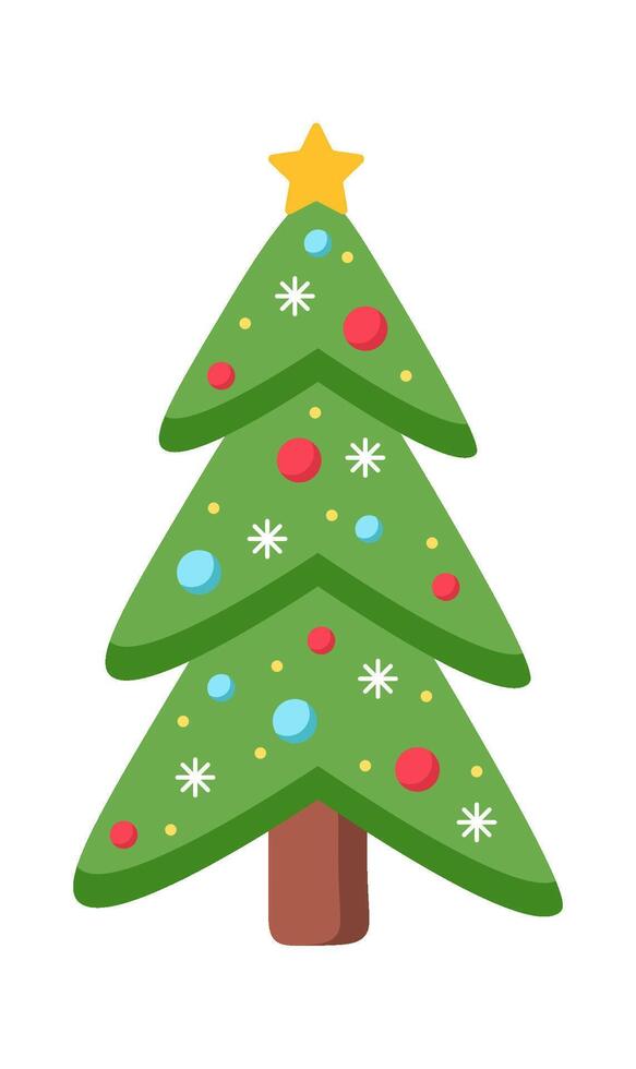 Christmas light on tree flat icon Coniferous forest vector
