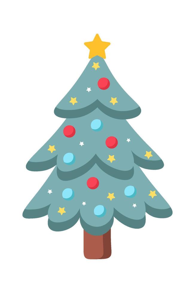 White Christmas tree flat icon Winter decorations vector