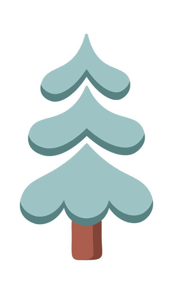 White Christmas tree flat Coniferous forest Illustration vector