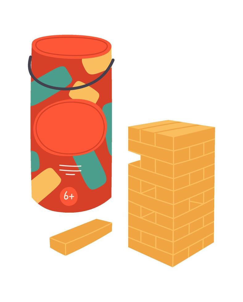 Jenga game with tube pack flat icon Board game Entertainment vector
