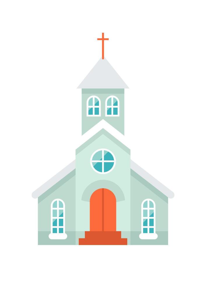 Church covered by snow flat icon Private house vector