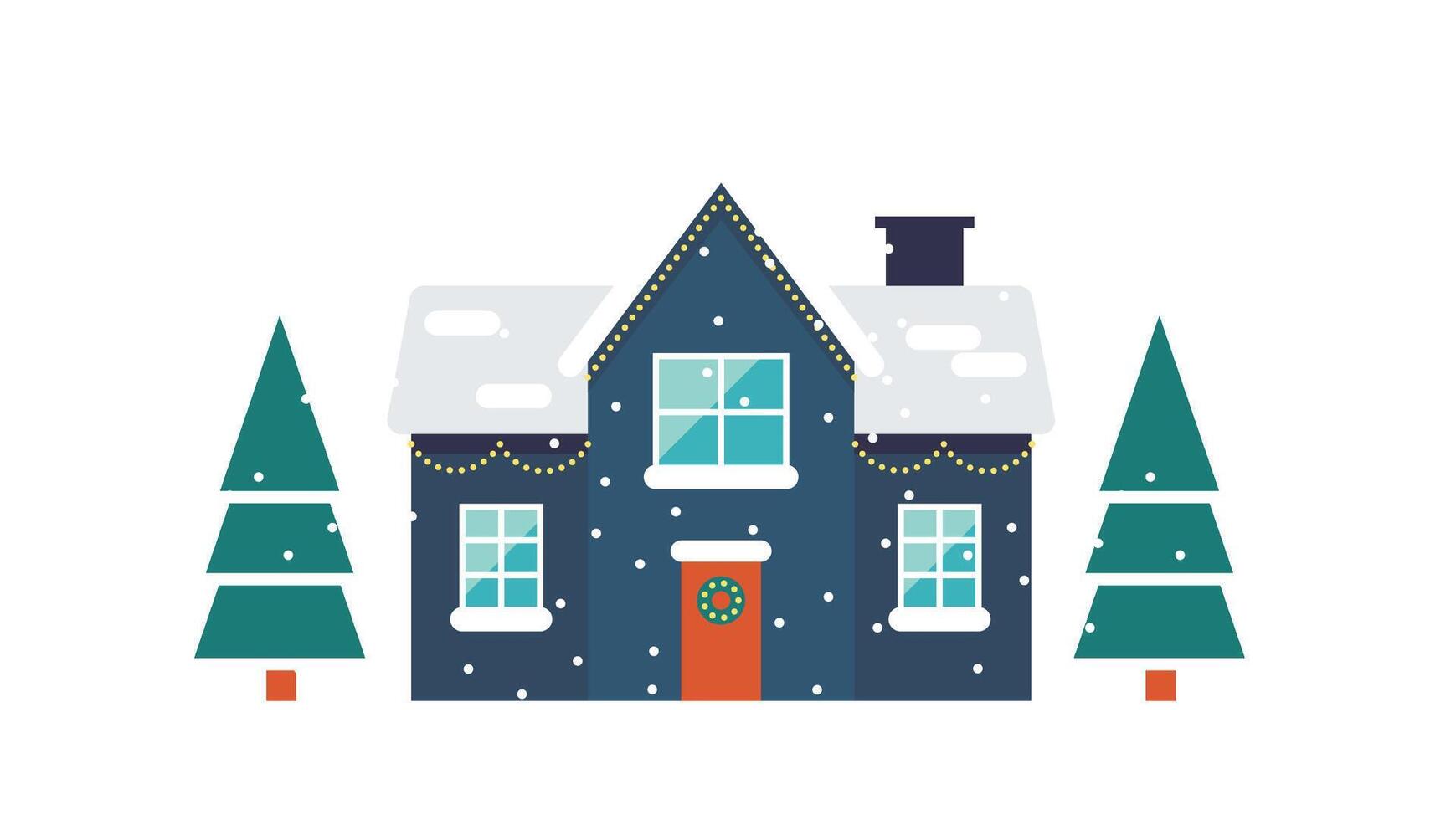 Large country private house flat icon Evergreen trees vector