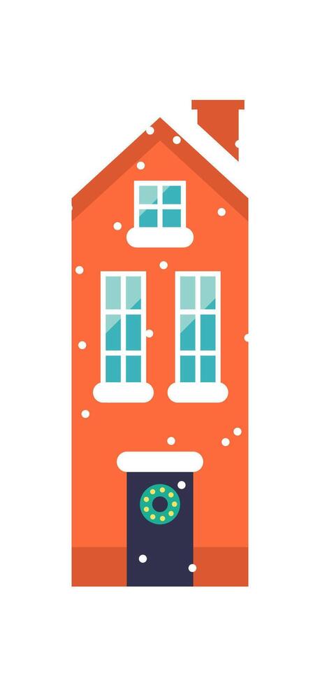 Tall Christmas private house flat icon vector