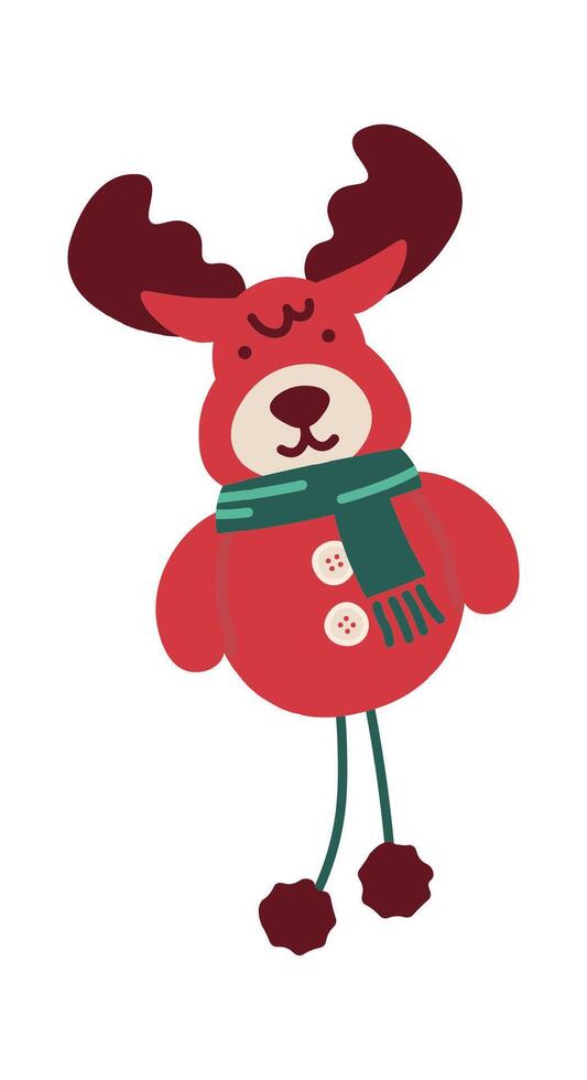 Funny toys deer flat icon Christmas socks on fireplace vector