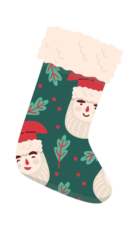 Christmas socks flat icon Santa Claus textile vector