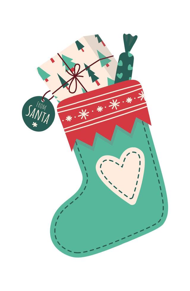 Stylish Christmas socks flat icon Winter fireplace decor vector