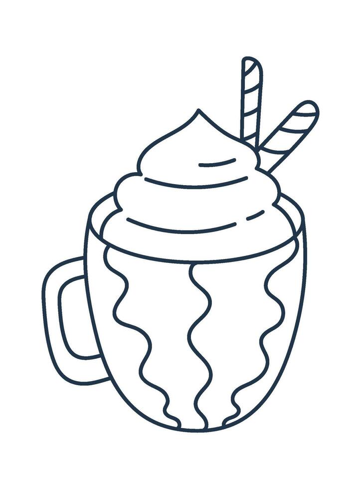 Hot chocolate element flat icon Christmas tags vector