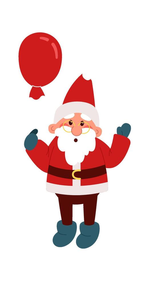 Funny Santa Claus with balloon flat icon vector