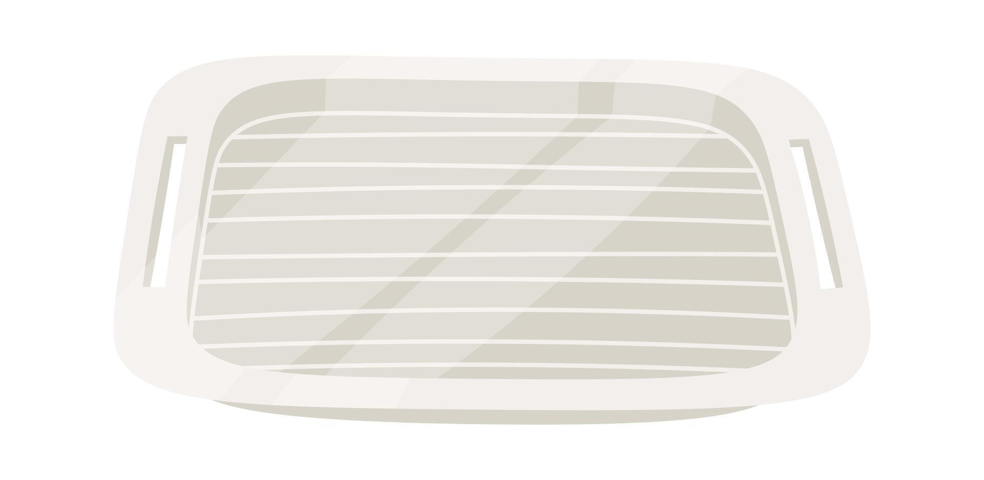 White plastic empty meal tray flat icon Restaurant utensil vector