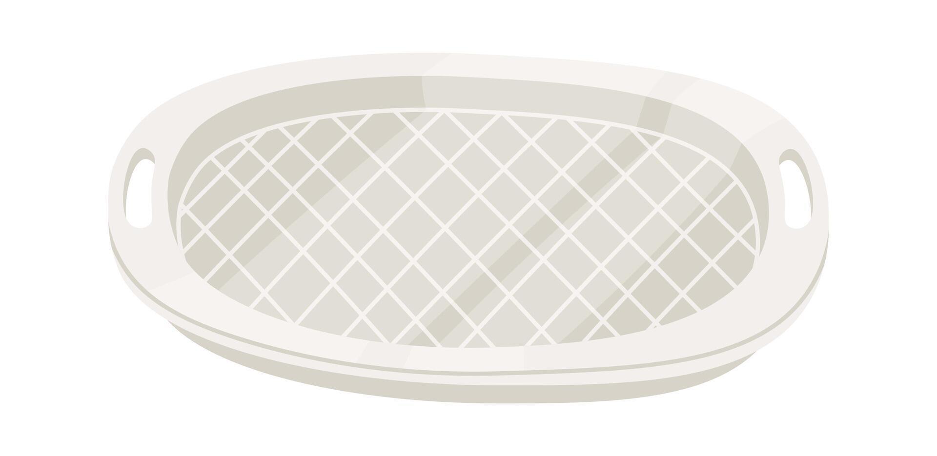White plastic empty meal tray flat icon Restaurant utensil Illustration vector