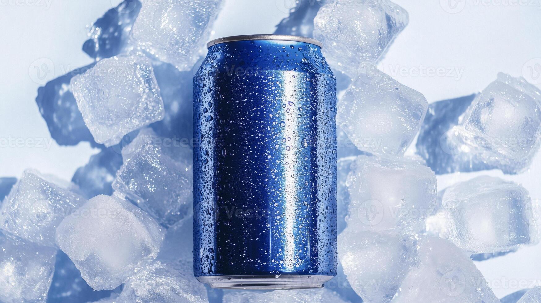 A can of soda sitting on top of ice photo
