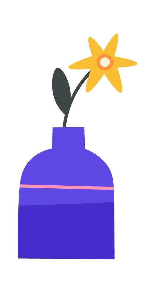 Home interior flat icon Vase with flower Cozy decor vector