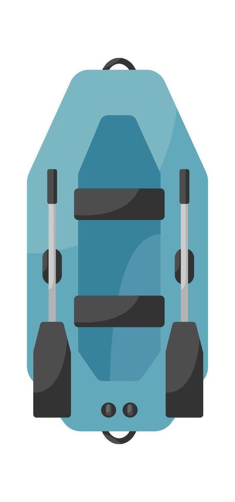 Inflatable fishing boat with oars flat icon Fisherman equipment vector