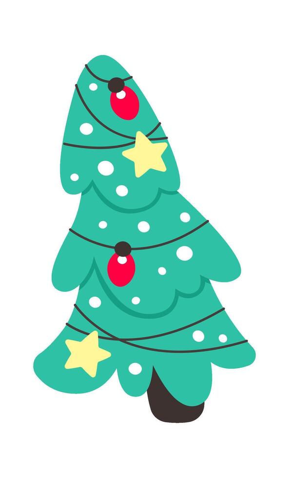 Christmas tree flat icon Winter holiday decoration vector
