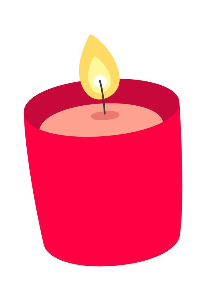 Fragrant red candle flat icon Winter holiday decoration vector