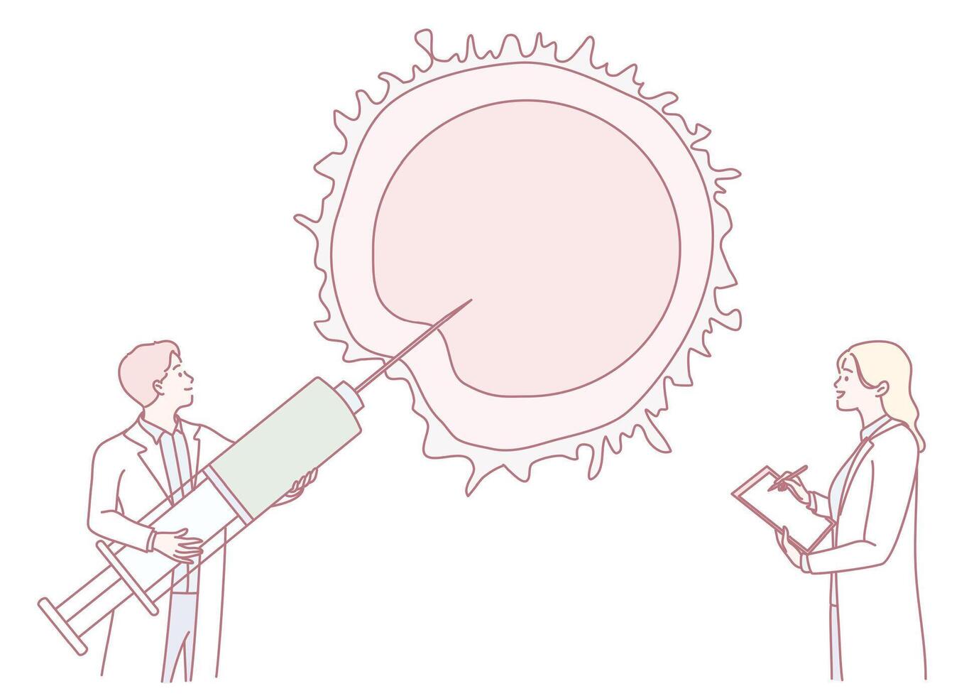 Medical Illustration Showing Injection Process Into a Biological Cell for Research vector