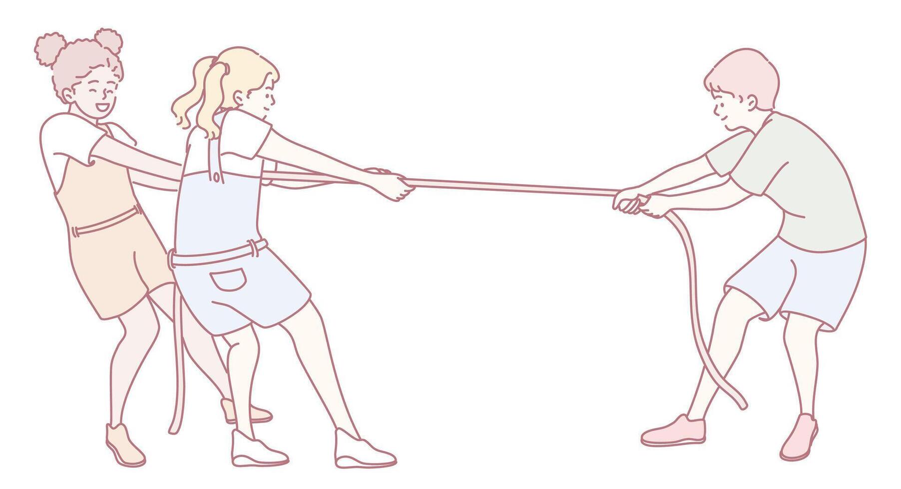 Children enjoy an energetic tugofwar game outdoors, bonding and having fun together vector