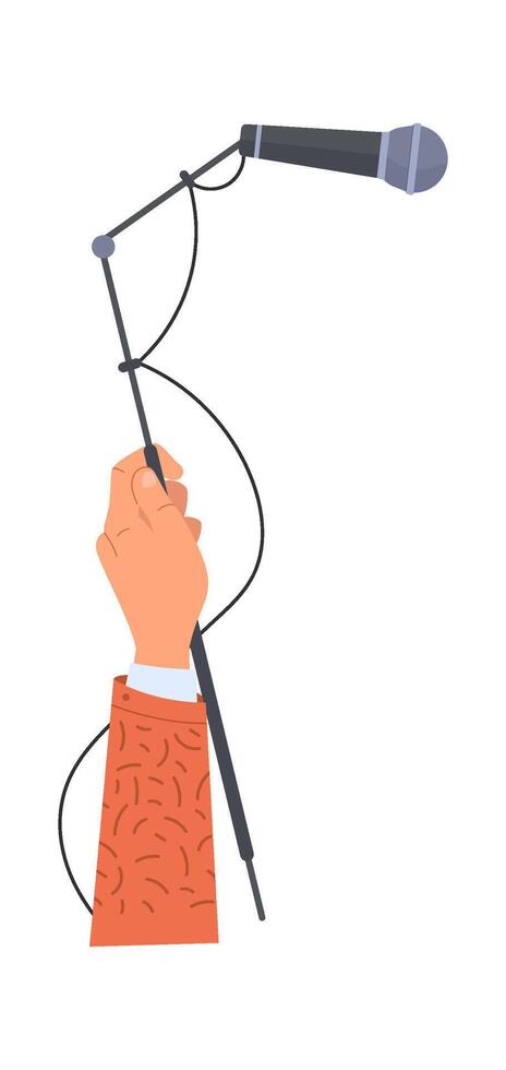Correspondent hand with microphone flat icon Drawn Icon vector