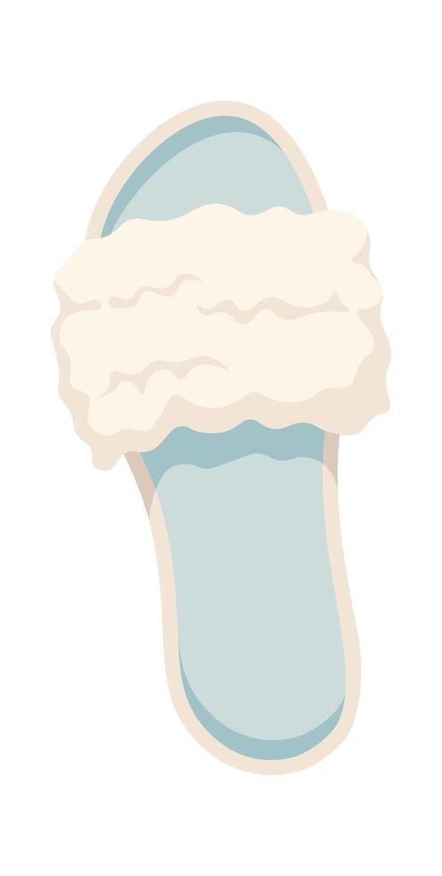 Home slippers single element flat icon Fluffy shoes vector