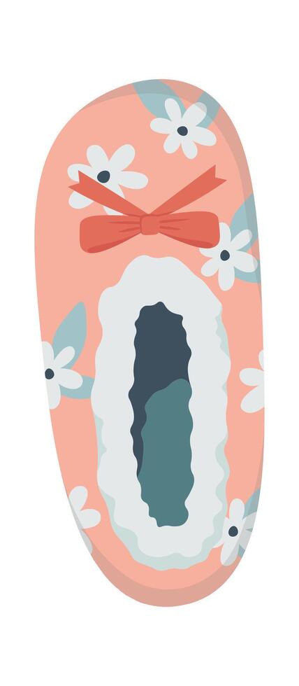 Home slippers flat icon Fashionable flower design vector
