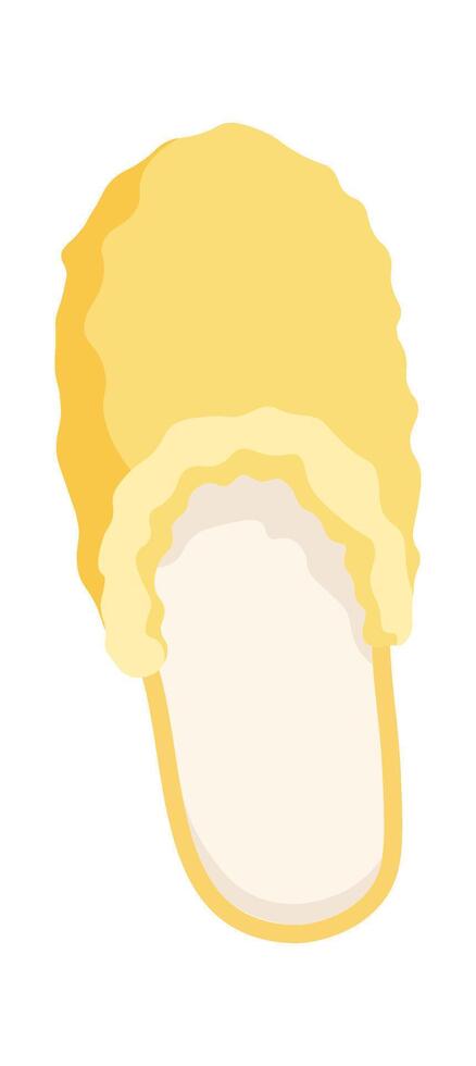 Comfortable yellow slippers flat icon Soft bedroom shoes vector