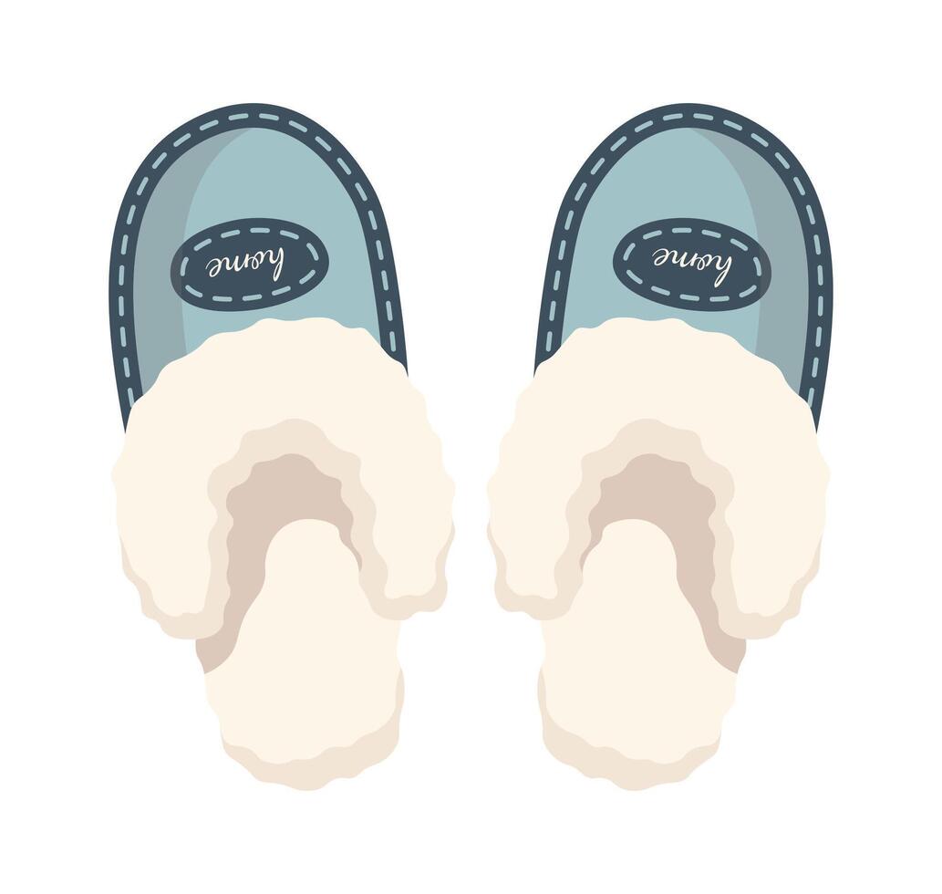 Warm slippers pair flat icon Fashionable shoes vector
