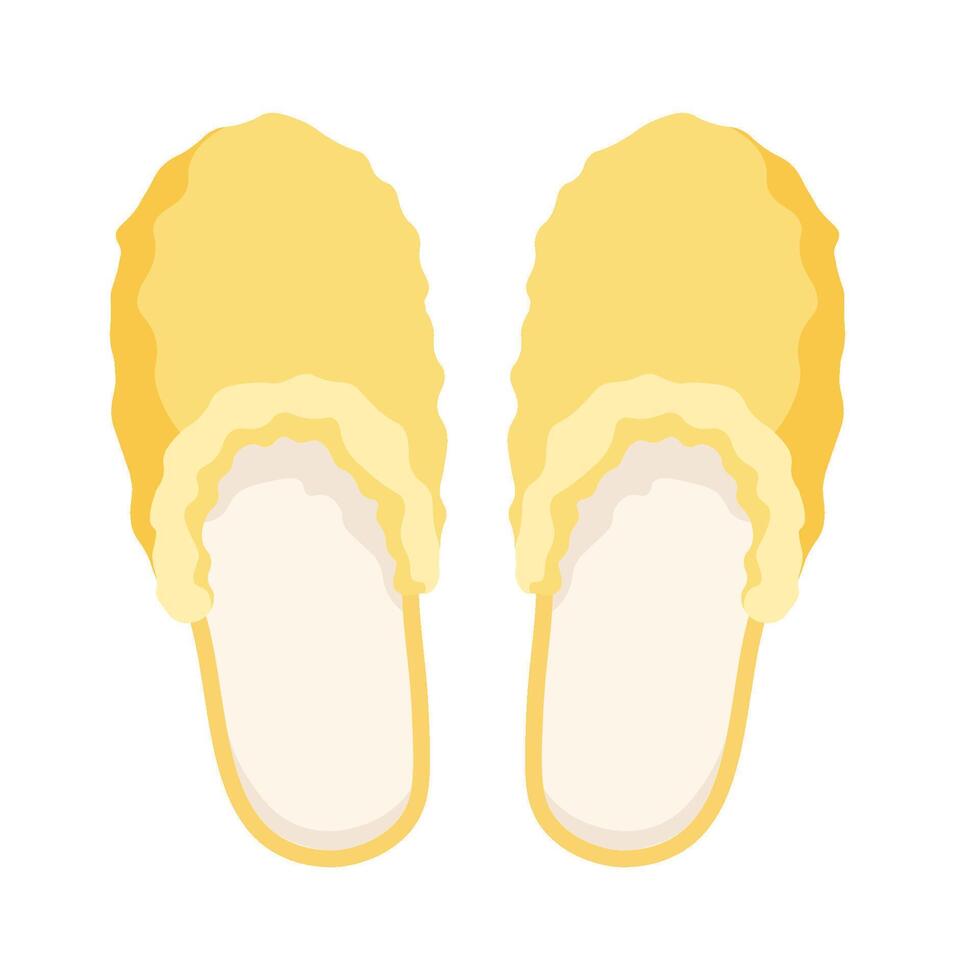 Yellow comfortable home slippers flat icon vector