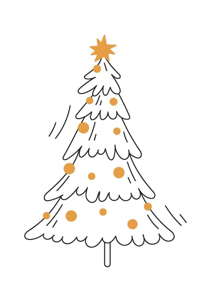 Christmas tree flat icon Winter forest postcard element vector