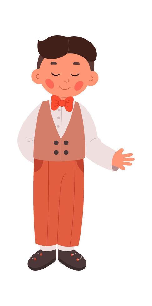 Waiter profession flat icon Boy in special uniform vector