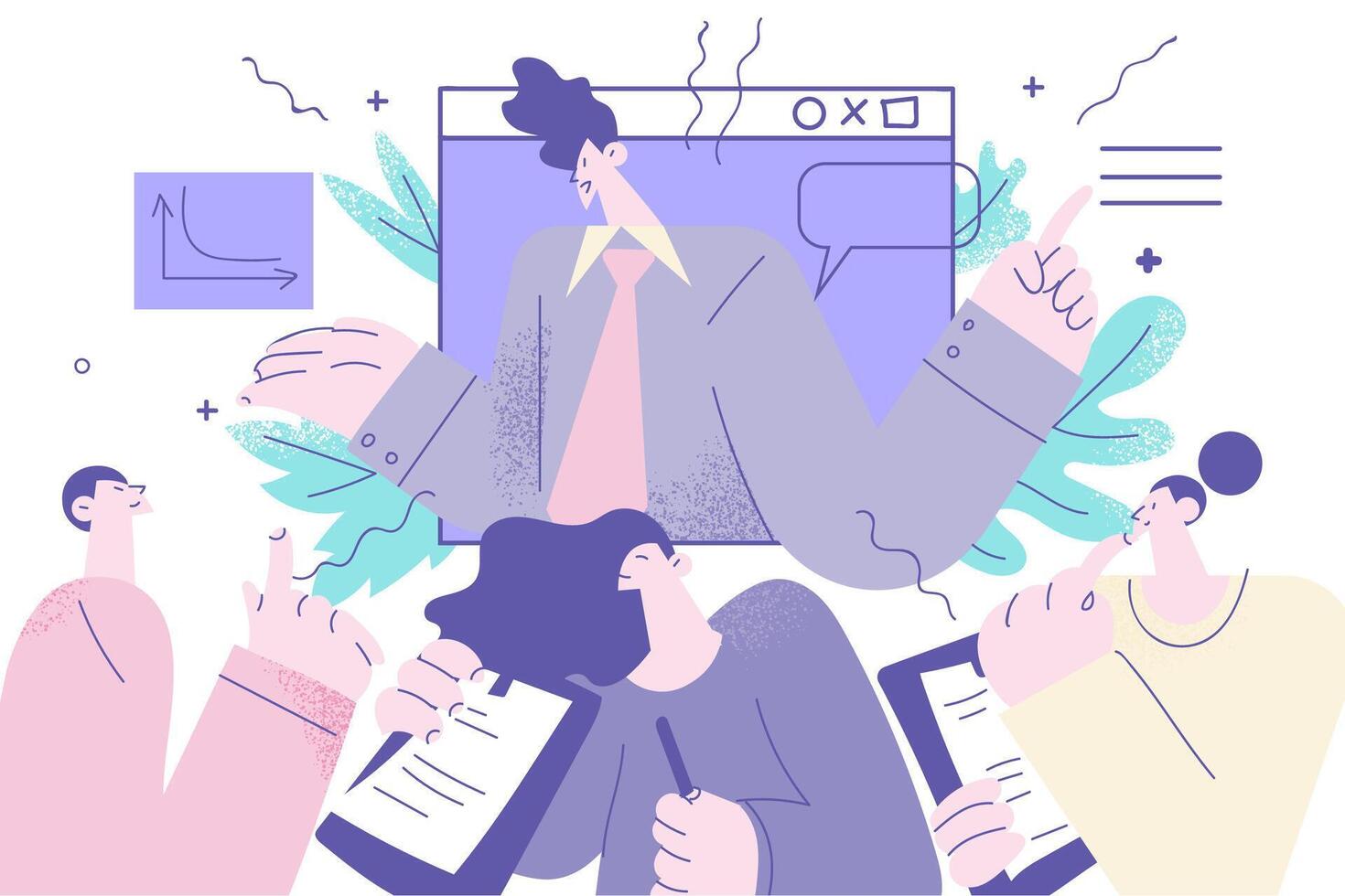 Online meeting, call in office concept vector