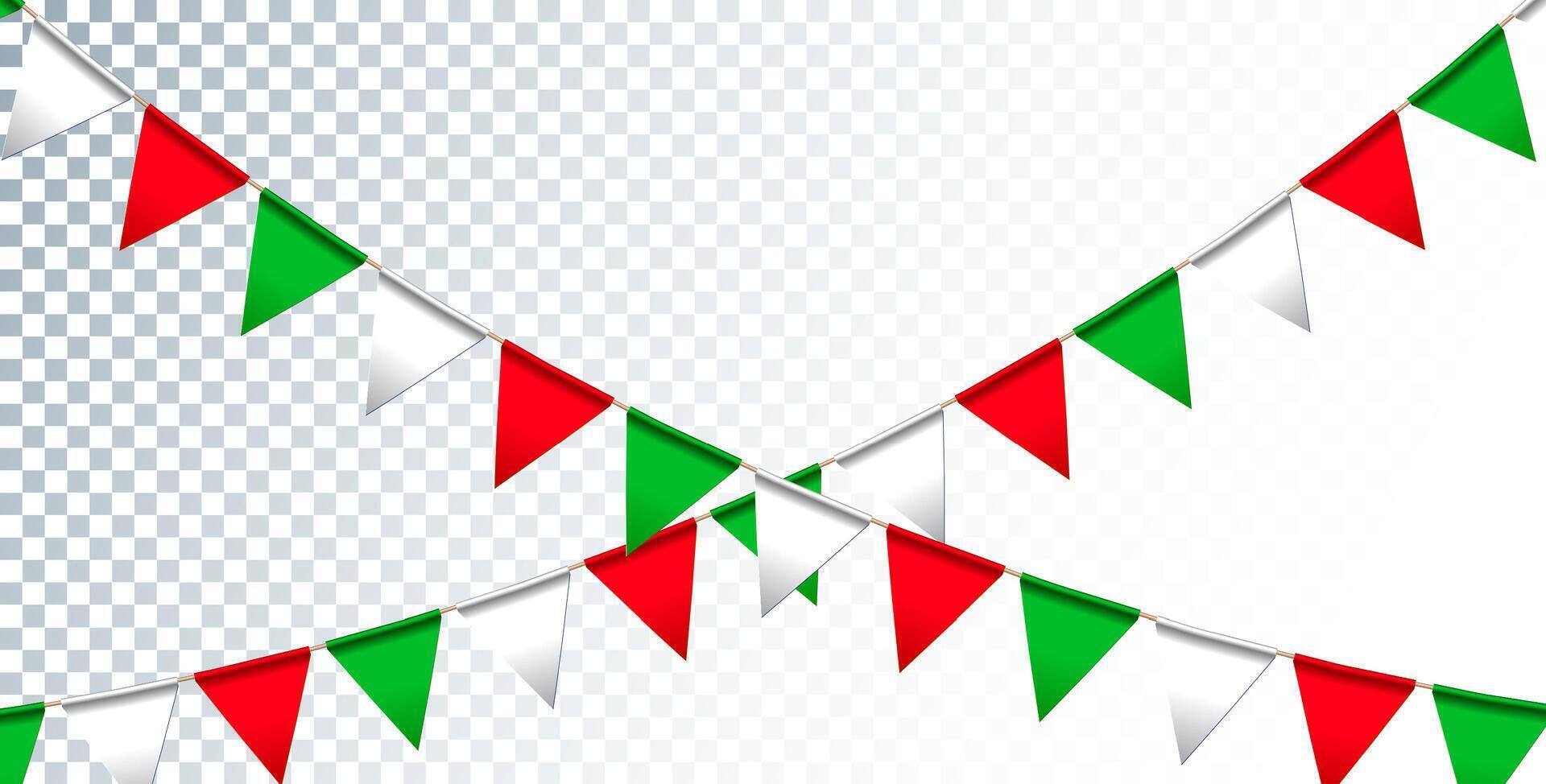 Red, white, and green festive bunting vector